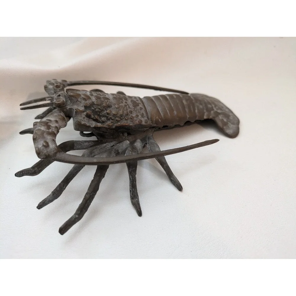 Vintage Brass Lobster Crawfish Crayfish Crustacean Prawn Figure Paperweight 7.5
